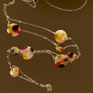 Mixit Gold Delicate Necklace with Multicolor Shell Beads